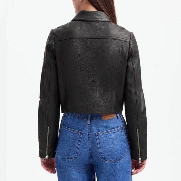 NWT Madewell Shrunken Zip-Front Jacket in Leather (size 8) - Picture 3 of 7